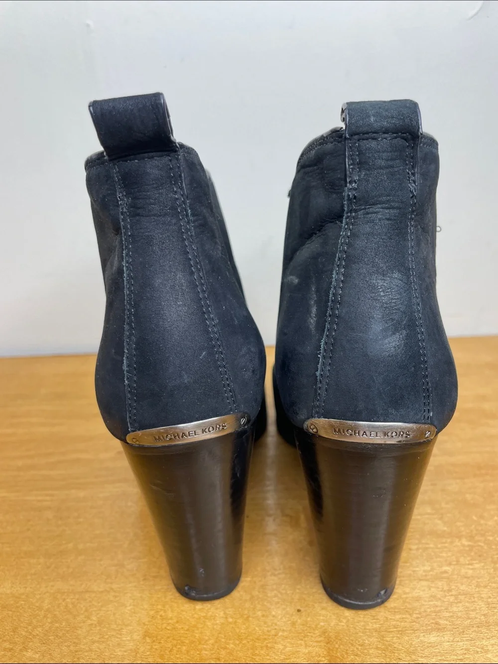 Michael Kors Black Nubuck Ankle Booties with Chunky Heel. Size 7.5